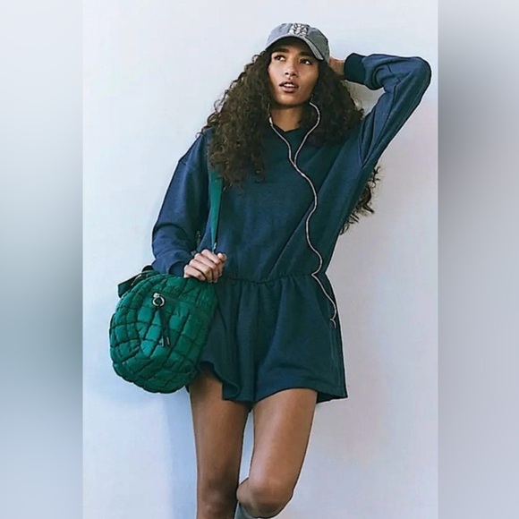 Free People Such a Flirt Romper NWOT Size XS FP Movement Navy - Picture 7 of 7